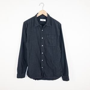 Buck Mason Men's Small Button up Shirt Black 100% Cotton single pocket